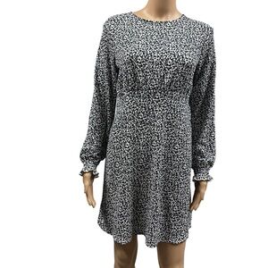 Art Class Black White Stretch Texture Long Sleeve Keyhole Back Dress Girls XL